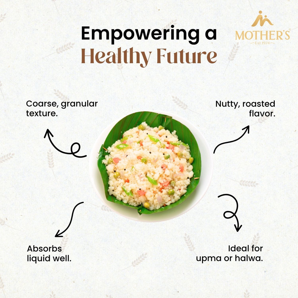 Mother’s Roasted Rava delivers wholesome, evenly roasted semolina that cooks soft and fluffy, helping families prepare nourishing everyday meals with trusted quality.