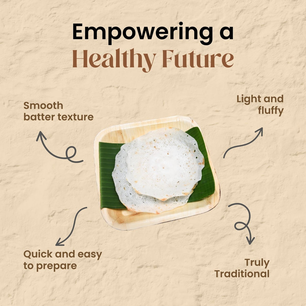 Mother’s Instant Palappam Mix creates light, fluffy appams with soft centers and crisp edges while keeping preparation quick and simple.