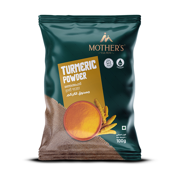 Mother’s Turmeric Powder 100g pack made from pure turmeric with bright yellow color and no added preservatives.