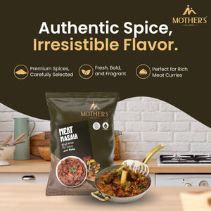 Homemade meat dishes can lack depth; Mother’s Meat Masala includes selected spices that give a rich, satisfying taste.