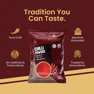 Mother’s Mirch Powder delivers bright natural red color, strong aroma, and balanced fiery taste that enhances traditional recipes.