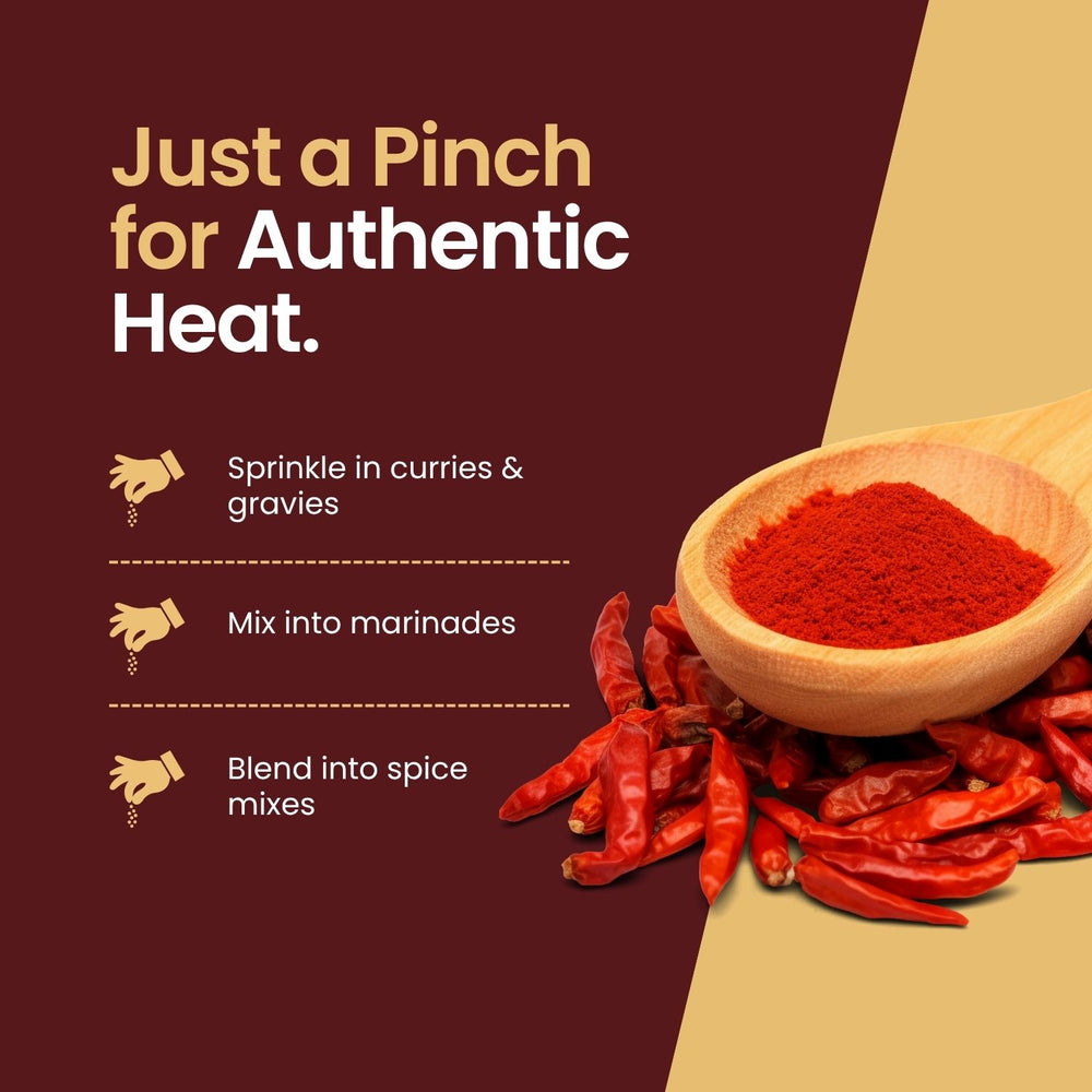 Mother’s Red Chilli Powder mixes easily into curries, gravies, marinades, and spice blends to ensure consistent heat and flavor.