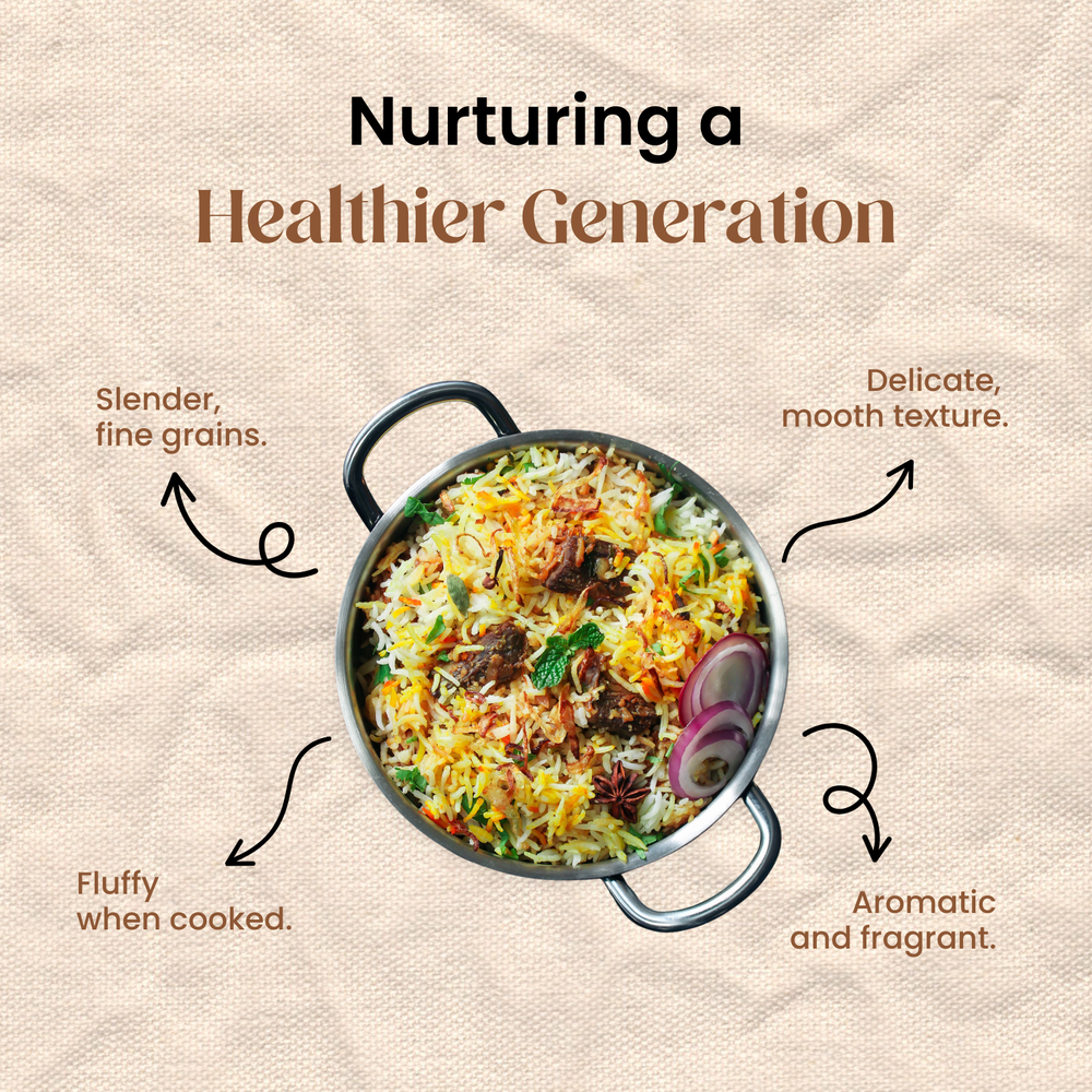 Mother’s Jeerakashala Kaima Rice gives soft, fluffy grains with a natural aroma, supporting nourishing everyday meals for families.