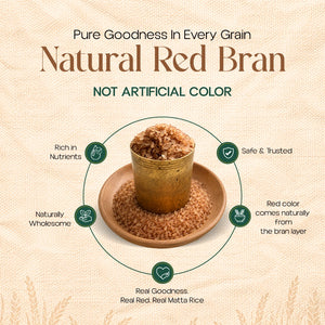 Mother’s Matta Vadi Rice with a natural red bran layer and no artificial colouring.