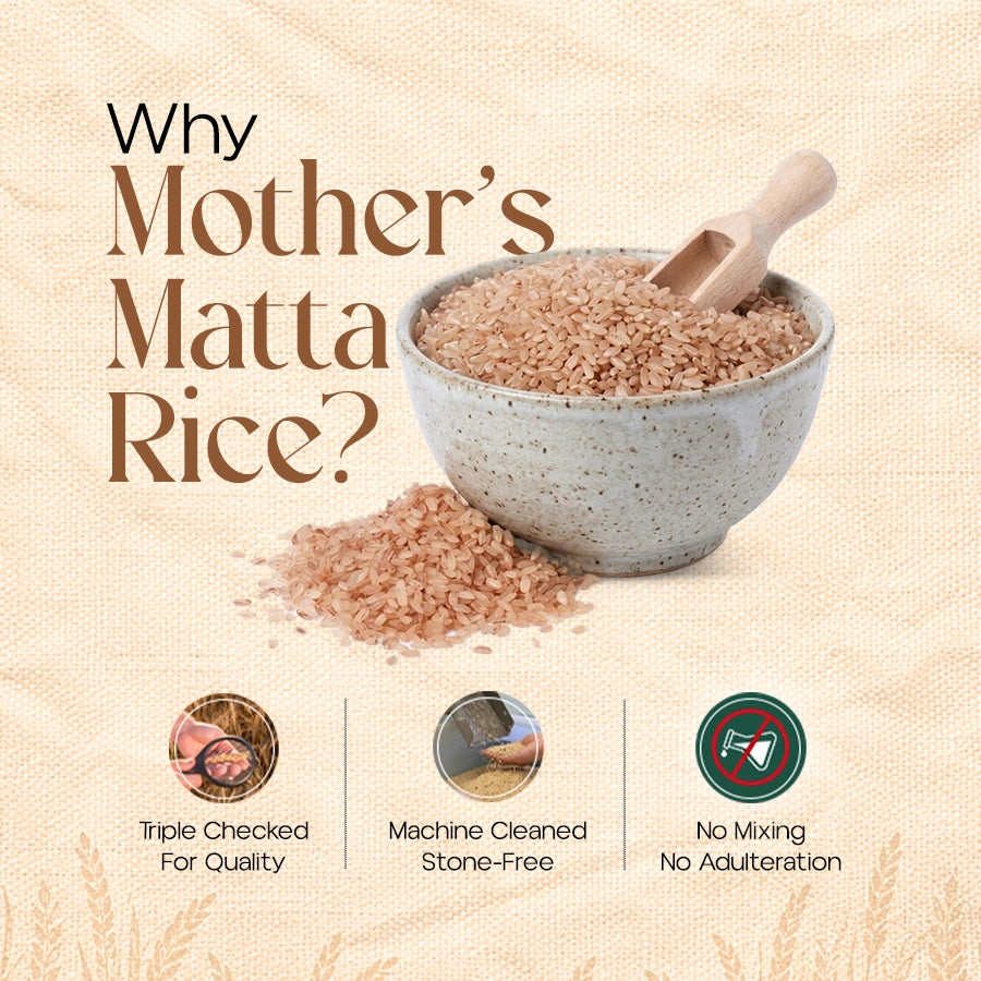 Mother’s Matta Vadi Rice with triple-checked quality, machine-cleaned grains and no mixing or adulteration.