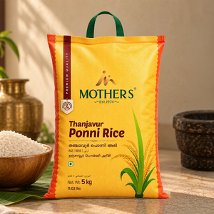 Mother’s Thanjavur Ponni Rice 5 kg pack featuring Thanjavur Ponni rice for everyday South Indian meals.